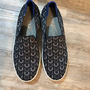 Rothy’s black gray lace pattern loafers slip on 10.5